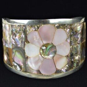 Vintage Abalone Shall Inlay Cuff Bracelet